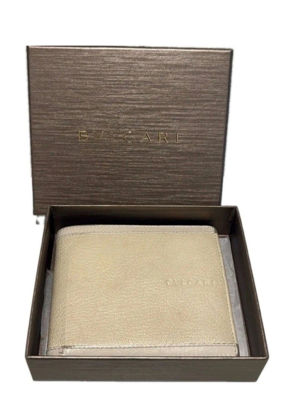 Bulgari Cream Leather Men's Wallet